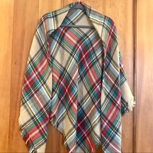 Plaid blanket scarf